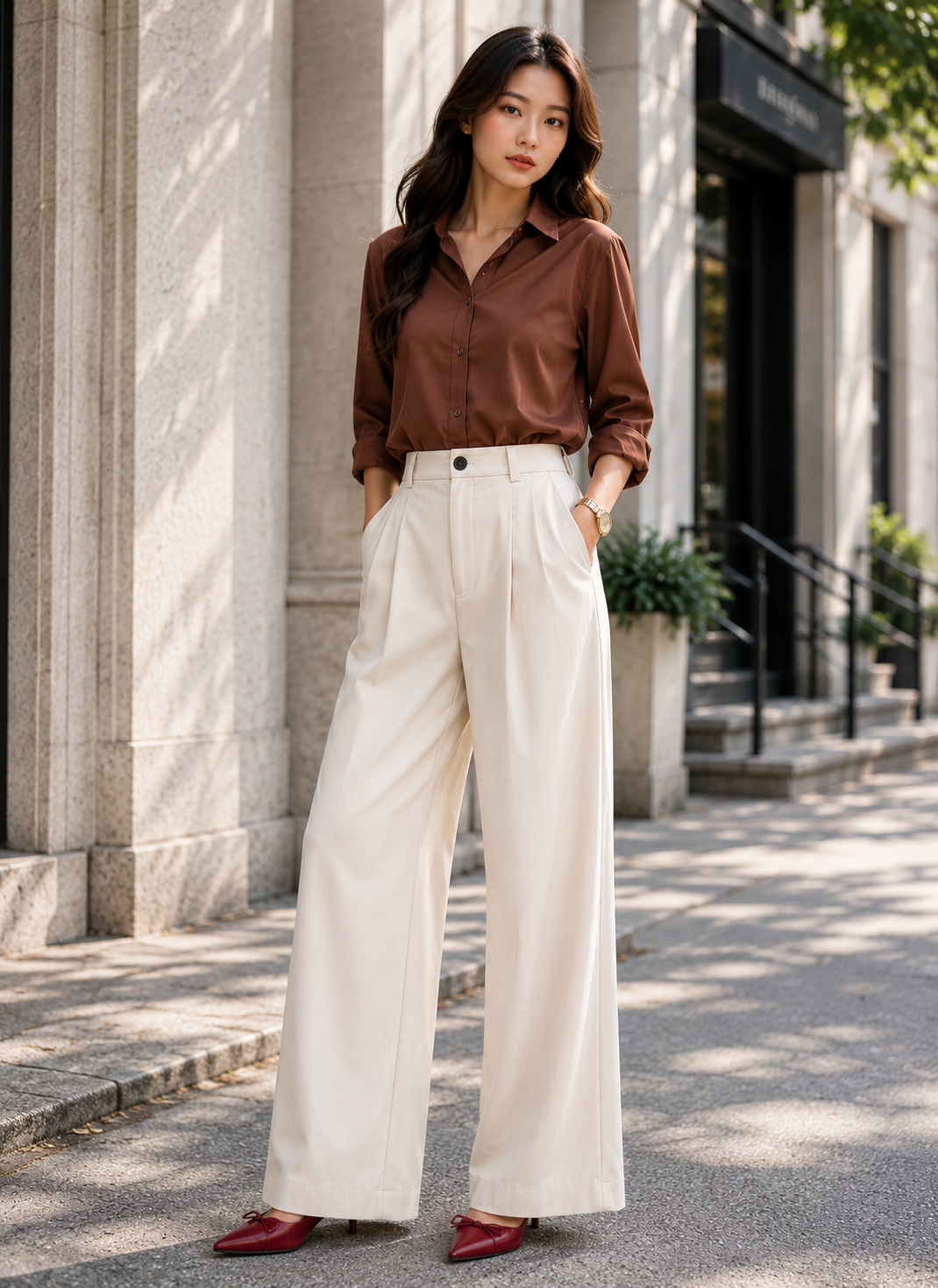 Women’s Trending High-Waisted Wide-Leg Pleated Korean Pants & Trousers. - Image 2