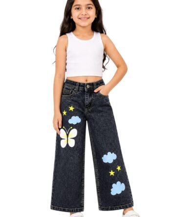 Trending and Comfortable Wild Leg Kids Jeans for Girls