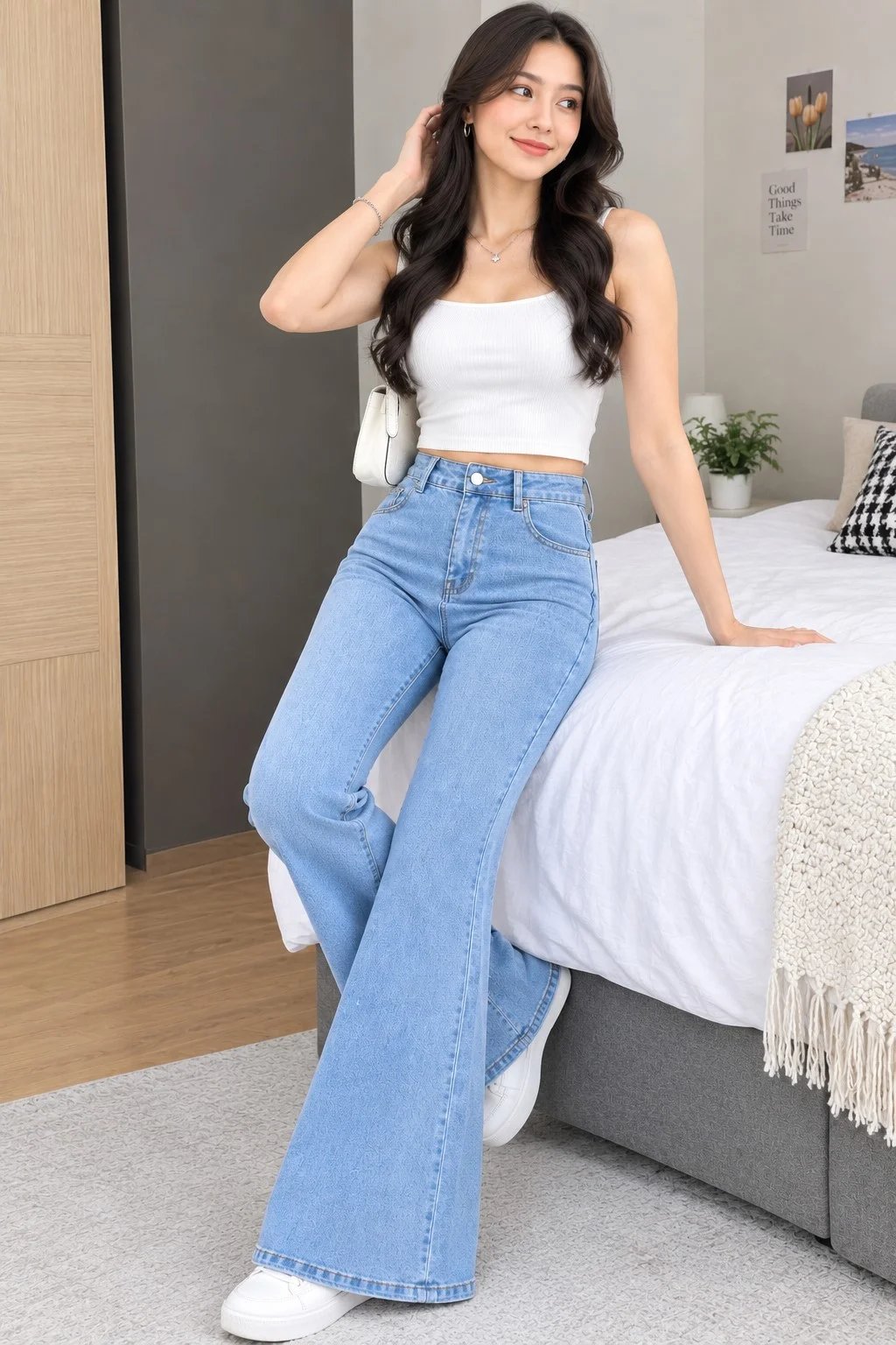 Women Stylish Bellbottom Jeans - Image 3