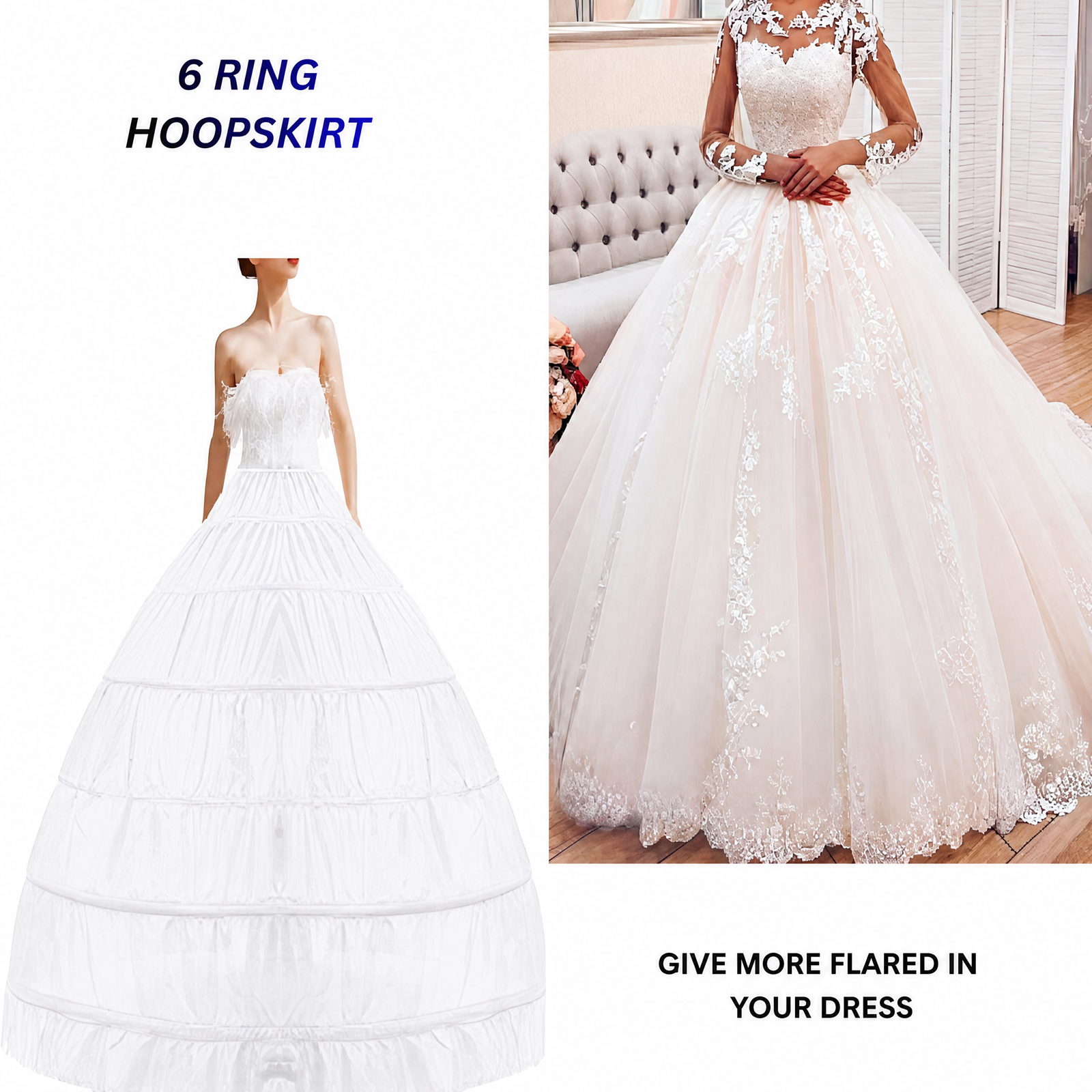 Trending Cancan Hoopskirt designed to add beautiful volume, flare, and structure to lehengas, gowns, and flared dresses. Lightweight and comfortable, it helps create an elegant, fuller silhouette for special occasions. - Image 4