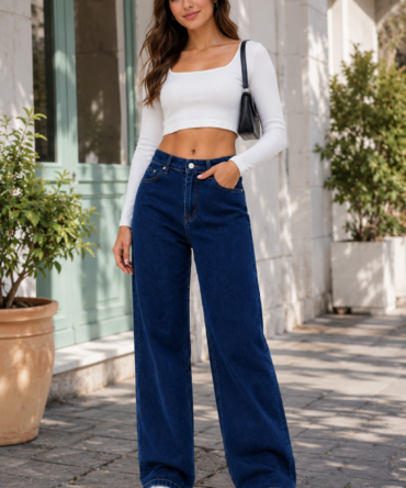 Women’s Wide Leg High-Waist Denim Jeans |